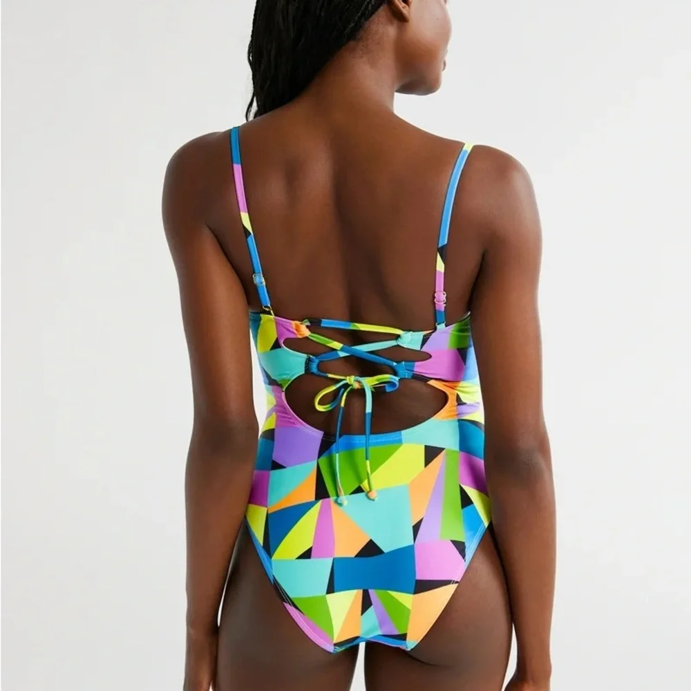NWOT Geo Cut Out One Piece Swimsuit - Picture 2 of 8